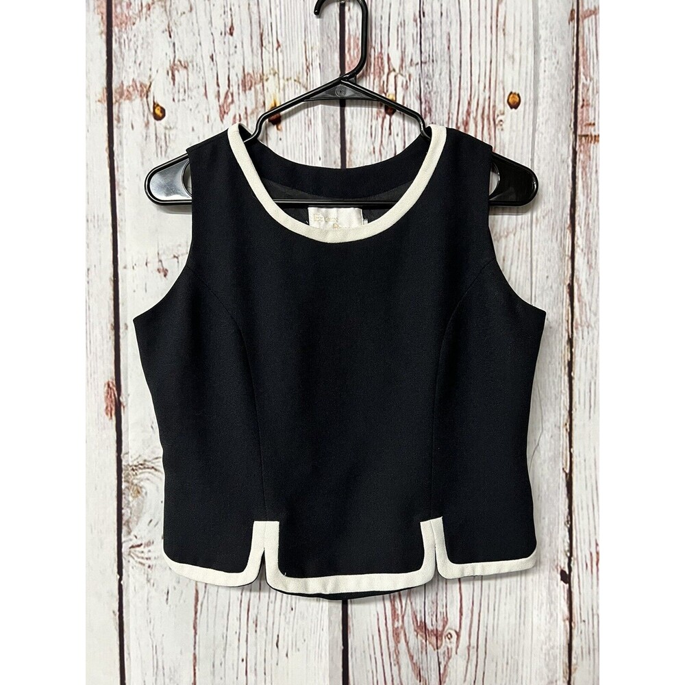 Vintage Ellen Bessie Women’s Pleat Vest Tank - Black&White / Size S-M